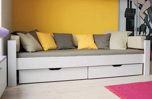 Basisbett Destyle weiss mit 2 Bettkasten