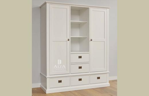 Alta Furniture Kleiderschrank, 2-türig mit fünf Schubladen in weiß | Standregale
