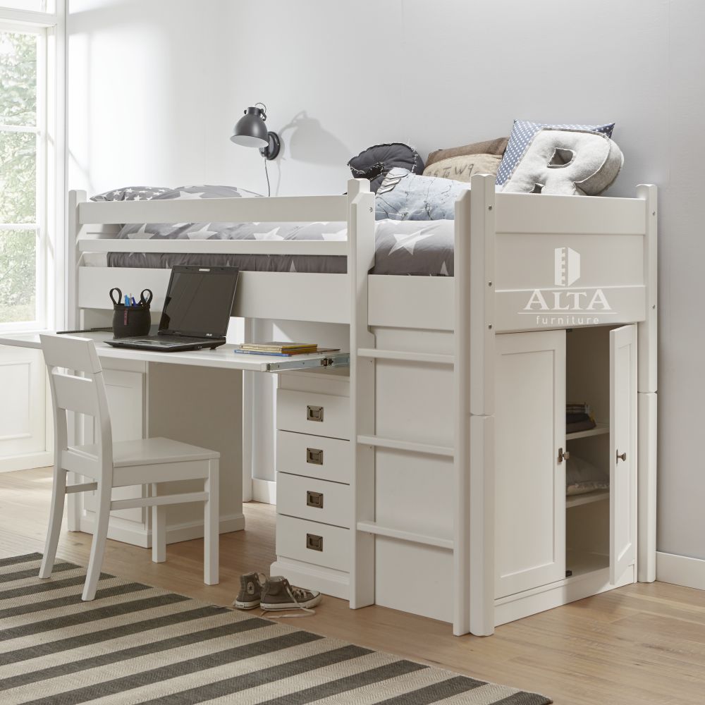 Halbhohes Bett mit integr. Schrank und Schreibtisch von Alta Furniture